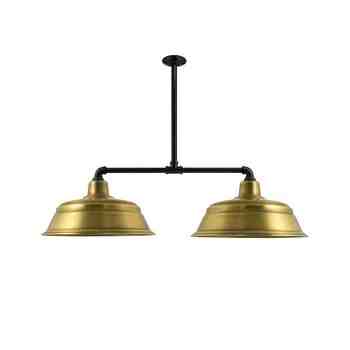 Bomber 2-Light, 998-Natural Weathered Brass, Mounting in 100-Black, 12" Arms, Standard Canopy