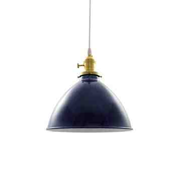 10" Gladstone Pendant, 705-Navy, Brass Socket with Knob Switch, CSW-White Cloth Cord