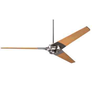 Torsion Ceiling Fan, Bright Nickel, Maple Blades