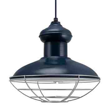16" Chestnut LED, 705-Navy, Wire Cage, 975-Galvanized, Navy Cloth Cord