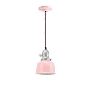 Kao Fargo Pendant, 480-Blush Pink, Cup in 975-Galvanized, No Arms with Paddle Switch, CSBP-Black & Pink Cloth Cord, Canopy in 480-Blush Pink