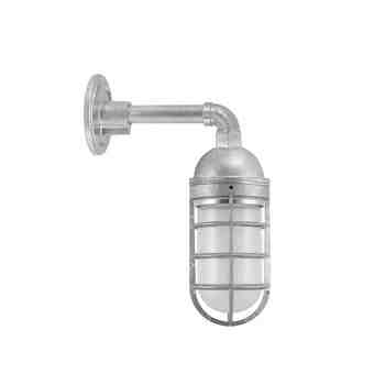Industrial Guard Sconce, 975-Galvanized, CGG-Standard Cast Guard, FST-Frosted Glass