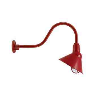 12" Fire Chief Nautical LED, 400-Barn Red, CGG-Standard Cast Guard, FST-Frosted Glass, G22 Gooseneck Arm