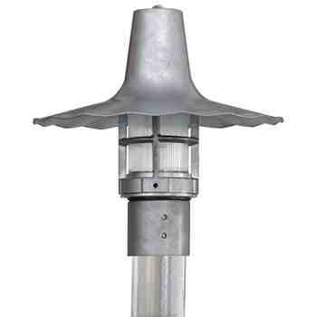 12" Seaside LED Industrial Guard Post Mount, 975-Galvanized, RIB-Ribbed Glass