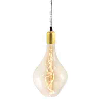 Downtown Minimalist Cord Pendant, 997-Natural Raw Brass, CSBW-Black & White Cloth Cord | Shown with Voronoi II Tala Lamp