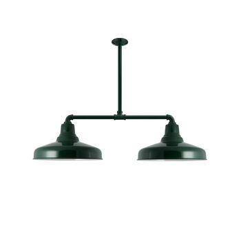 Union 2-Light, 300-Dark Green, 12" Arms, 18" Stem