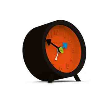 Fred Alarm Clock, Cave Black & Pumpkin Orange
