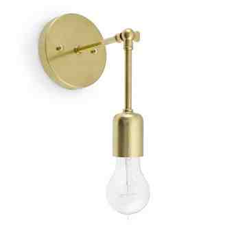 Downtown Minimalist Adjustable Sconce, 997-Natural Raw Brass, Nostalgic Edison-Style 1890 Era Victorian 40W Bulb