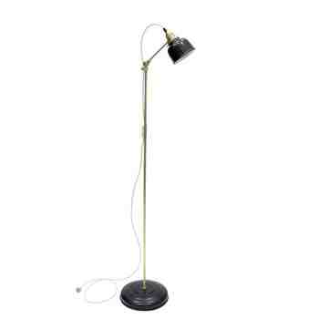 Fargo Floor Lamp, 100-Black, Brass Stem, SWH-Standard White Cord