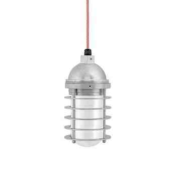 Static Ring Pendant, 975-Galvanized, FST-Frosted Glass, CRZ-Red Chevron Cord