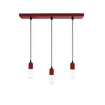 Downtown 3-Light Pendant Chandelier, 400-Barn Red, CSRW-Red & White Cloth Cord, Edison-Style 1910 Era Bulbs