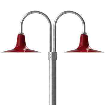 16" Sterling, 455-Porcelain Cherry Red, Double Post Mount, 975-Galvanized, Smooth Direct Burial Pole, 975-Galvanized