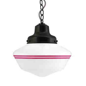 Primary Schoolhouse LED, 100-Black, Large Glass, Double Painted Band, 490-Magenta, CSBP-Black & Pink Cloth Cord