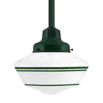 Primary Schoolhouse LED, 300-Dark Green, Large Glass, Triple Painted Band, 307-Emerald Green