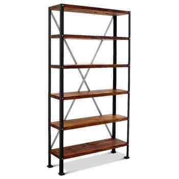 Lincoln Adjustable Bookshelf, MP-Mahogany Pine, 100-Black