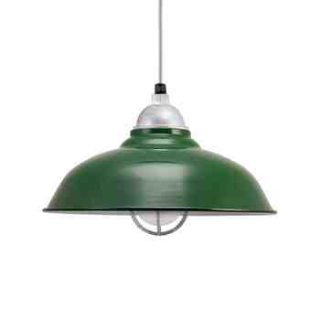 18" Chicago, 350-Porcelain Vintage Green, CGG-Standard Cast Guard, 975-Galvanized, FST-Frosted Glass, CMG-Grey Cloth Cord, Top & Canopy in 975-Galvanized