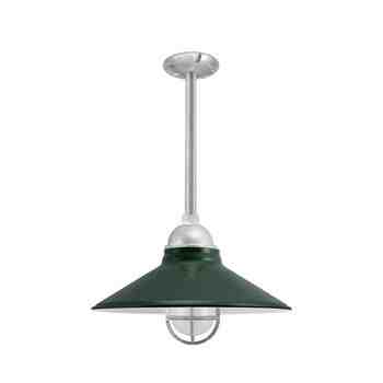 16" Cleveland, 300-Dark Green, CGG-Standard Cast Guard, 975-Galvanized, FST-Frosted Glass, Mounting in 975-Galvanized