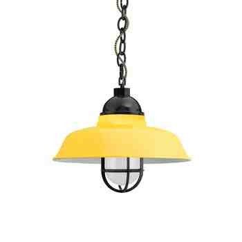 12" Rochester, 500-Buttery Yellow, CGG-Standard Cast Guard, 100-Black, FST-Frosted Glass, CSBG-Black & Gold Cloth Cord, Mounting in 100-Black