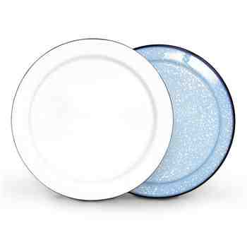 Round Enamelware Platter, 766-Delphite with White Speckles, White Top