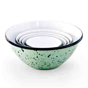Enamel Graniteware Nesting Bowls, 365-Jadite with Black
