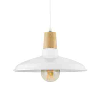 12" Shade in 200-White, Maple Wood, SWH-Standard White Cord, Shown with Elva Tala Lamp