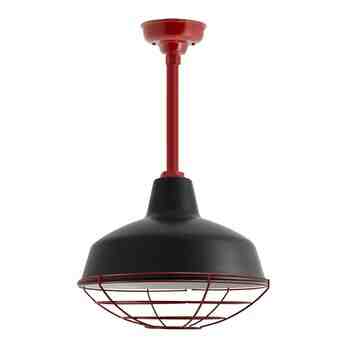 14" Avalon LED, 100-Black, Wire Cage, 400-Barn Red, Mounting in 400-Barn Red