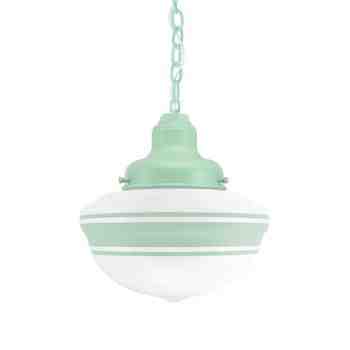 Acorn Chain Hung, 311-Jadite, Opaque Glass, Three Painted Band, Mounting in 311-Jadite, SWH-Standard White Cord