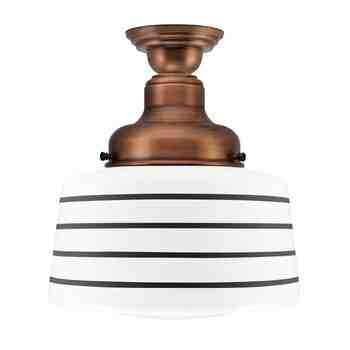 Drum Semi-Flush, 996-Natural Weathered Copper, Four Painted Band, 100-Black