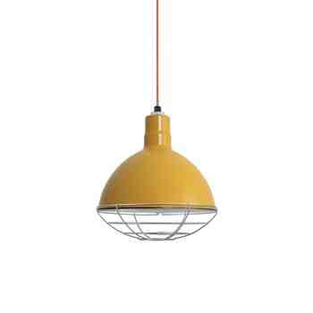 14" Wilcox LED, 550-Porcelain Yellow, Wire Cage, 975-Galvanized, Confetti Cloth Cord