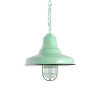 12" Union Nautical LED, 355-Porcelain Jadite, CGG-Standard Cast Guard, FST-Frosted Glass, SWH-Standard White Cord