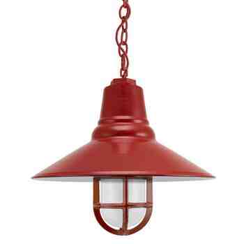 14" Aero Nautical LED, 400-Barn Red, TGG-Heavy Duty Cast Guard, FST-Frosted Glass, CSR-Red Cloth Cord