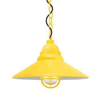 16" Cleveland LED, 500-Buttery Yellow, CGG-Standard Cast Guard, RIB-Ribbed Glass, CSB-Black Cloth Cord