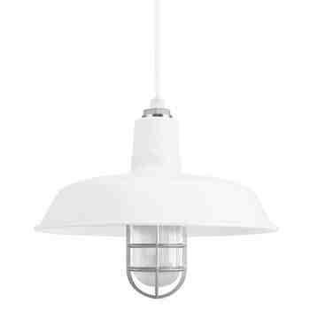 16" The Original™ Nautical LED Pendant, 200-White, CGG-Standard Cast Guard, 975-Galvanized, RIB-Ribbed Glass, SWH-Standard White Cord
