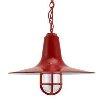 16" Sterling Nautical LED, 400-Barn Red, TGG-Heavy Duty Cast Guard, FST-Frosted Glass, CSR-Red Cloth Cord