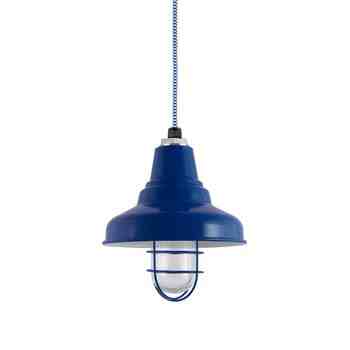 10" Union Nautical LED, 700-Royal Blue, WGG-Wire Guard, RIB-Ribbed Glass, CSUW-Blue & White Cloth Cord