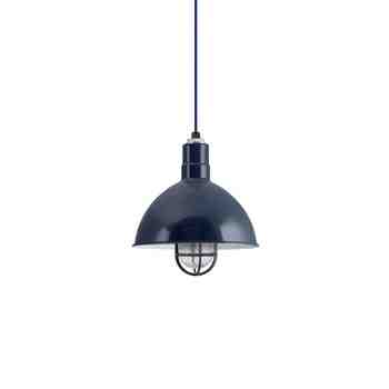 12" Wilcox Nautical LED, 705-Navy, CGG-Standard Cast Guard, RIB-Ribbed Glass, Royal Blue Cloth Cord