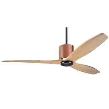 LeatherLuxe DC Ceiling Fan, Dark Bronze with Tan Leather, Maple Blades, No Light