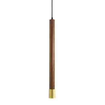 Alto Wooden Cylinder Pendant, Walnut Wood, Cup in 997-Natural Raw Copper, CSB-Black Cloth Cord