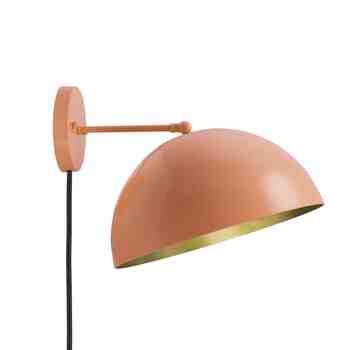 Loma Adjustable Wall Sconce, 430-Soft Clay, Interior in 997-Natural Raw Brass, SBK-Standard Black Cord