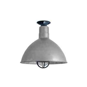 12" Wilcox Nautical LED, 975-Galvanized, CGG-Standard Cast Guard, 705-Navy, RIB-Ribbed Glass, Mounting in 705-Navy