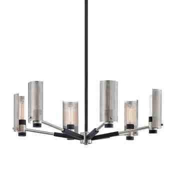 6-Light Trevino Chandelier, Carbide Black with Satin Nickel Accents