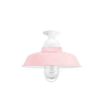 12" Rochester LED, 480-Blush Pink, Mounting in 200-White, WGG-Wire Guard, 200-White, RIB-Ribbed Glass