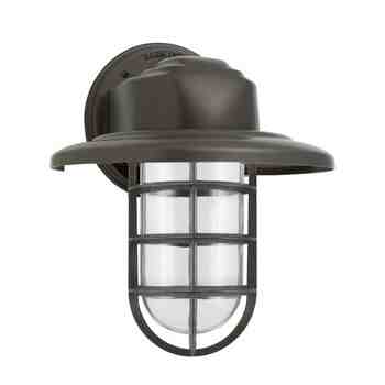 Streamline LED Industrial Guard Sconce, 600-Bronze, Warehouse Shade, CGG-Standard Cast Guard, CLR-Clear Glass