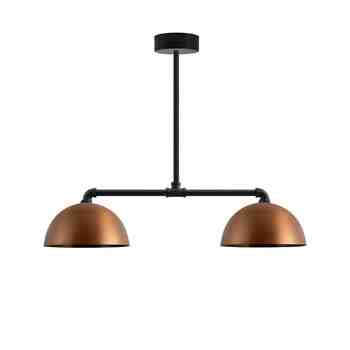 Loma 2-Light Chandelier, 12" Shades, 940-Painted Aged Copper, 12" Arms, Mounting in 100-Black
