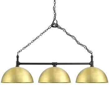 Loma 3-Light Chain Hung Chandelier, 16" Shades, 997-Natural Raw Brass, Mounting in 805-Charcoal Granite, SBK-Standard Black Cord