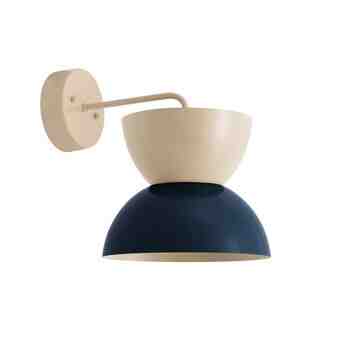 Duo LED Sconce, Top in 630-Beige, Bottom in 705-Navy, Bottom Interior in 630-Beige, Mounting in 630-Beige