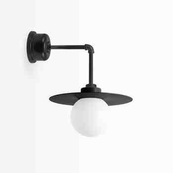 16" Cassidy LED Globe Gooseneck Light, 100-Black, Decorative Backing Plate & Hex Cover