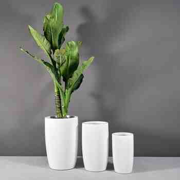 Jay Scotts Fiberglass Lisbon Tapered Round Planter, Matte White