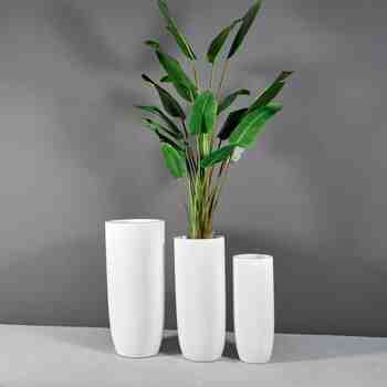 Jay Scotts Fiberglass Saint Tropez Tapered Round Planter, Matte White