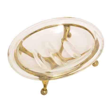 Standing Soap Dish-Solid Brass, Polished Brass